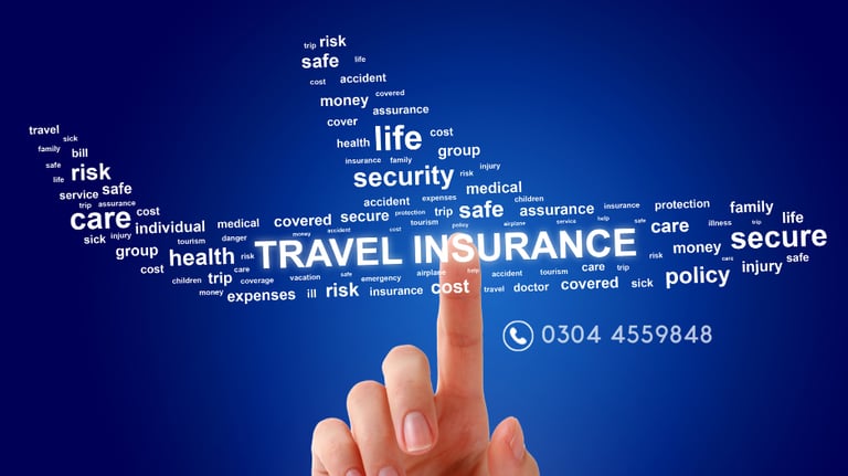a finger up pointing at a travel insurance quote