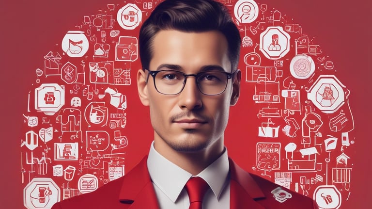 Bold branding elements showcasing strong identity and color contrast