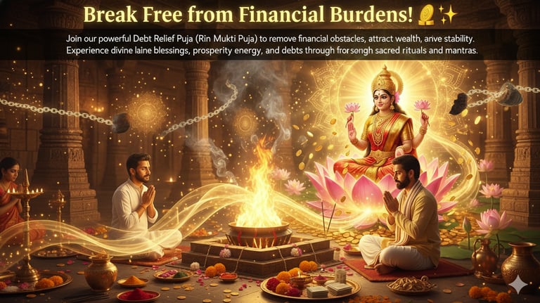 Puja altar decorated with flowers, lamps, and sacred items