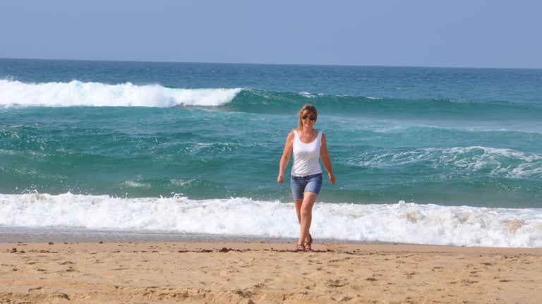 Tracey Billington at estuary beach, St Lucia, South Africa