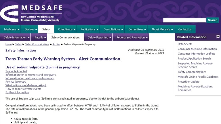Screen shot of linked web page