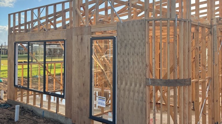 Timber house frame construction by Dylan Ludbrook Carpentry in Geelong