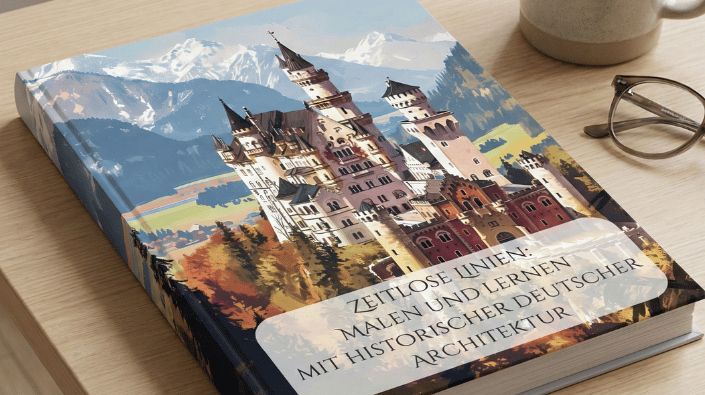 Malbuch mit historischer deutscher Architektur für Kinder und Erwachsene