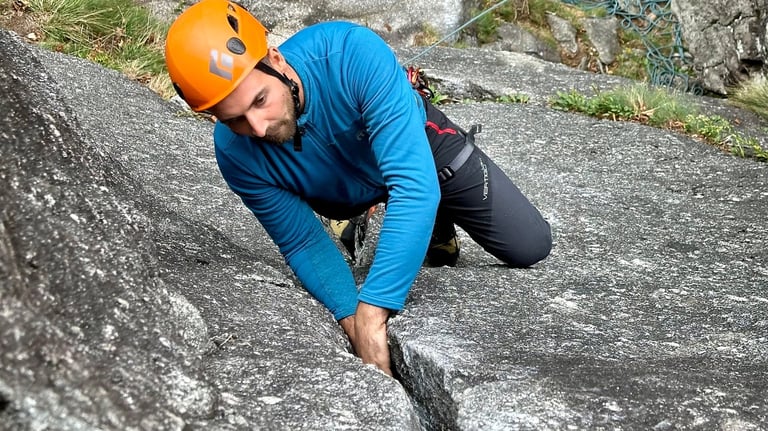 Trad climbing in Val di Mello
