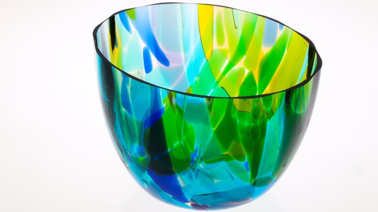 Bowls of glass made by using drop molds