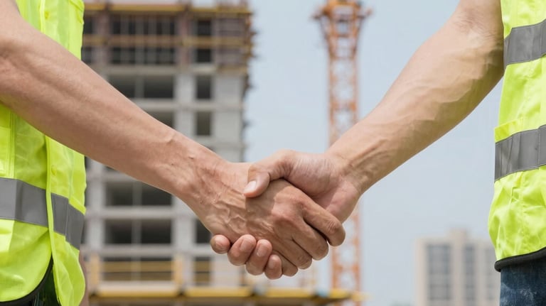 A curved facade covered in white latticework