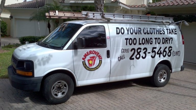 Dryer vent cleaning van advertisement