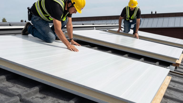 A curved facade covered in white latticework