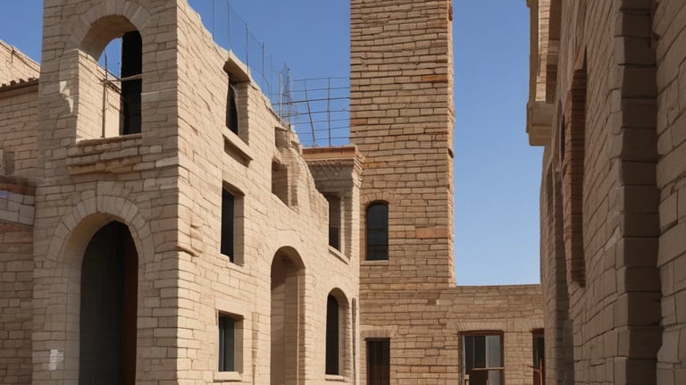 Photo of a skilled worker laying bricks on a house wall during renovation