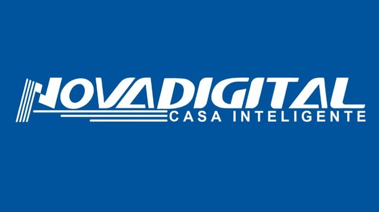 a blue and white logo with the words,'nova digital digital, '