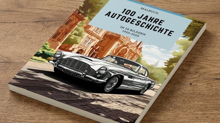 Malbuch zur Autogeschichte vom Oldtimer bis zum Elektroauto