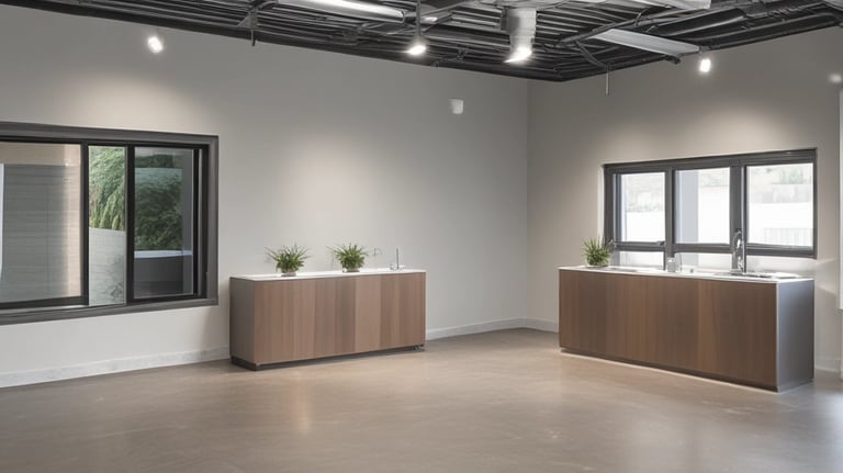Technician installing electrical wiring in a modern residential building