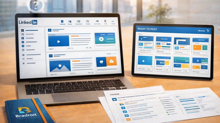 ecran linkedin et carnet publicitaire sur butreau