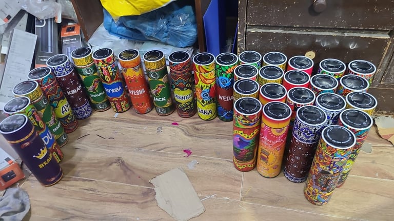 Bulk order of customised UV printed bottles