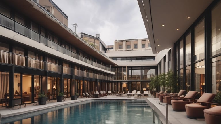 A vibrant gym interior with people working out, showcasing a modern fitness environment