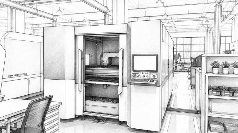 Equipo automatizado de manufactura realizando procesos de fabricación de componentes metálicos para 