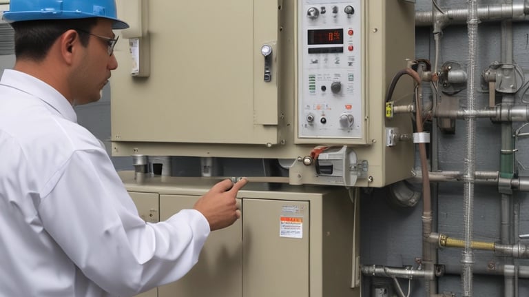 A professional inspecting environmental compliance at an industrial site