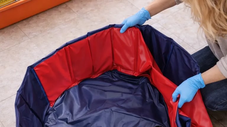 mise en place de la zone tampon sécurisée qui est un enclos pour animaux le temps du nettoyage