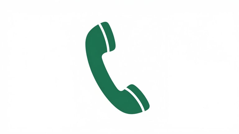 Minimalist icon of a telephone handset in #1B2D26 green, vector style, simple and professional.