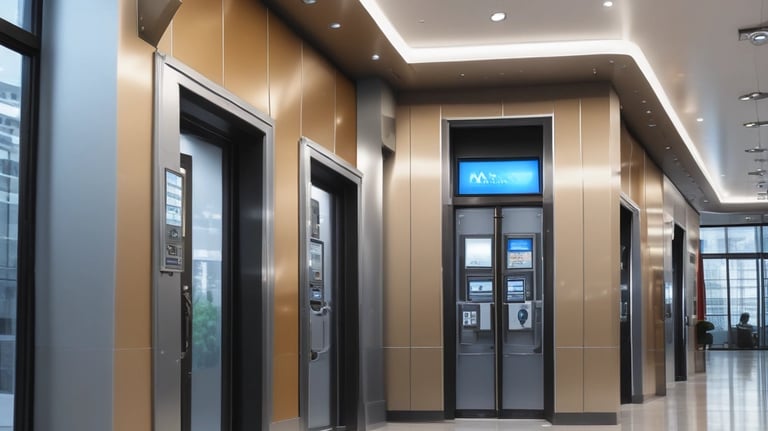 Security camera and elevator inside a commercial building