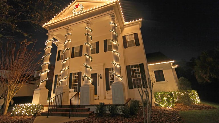 Christmas lights on a house in Colorado springs
