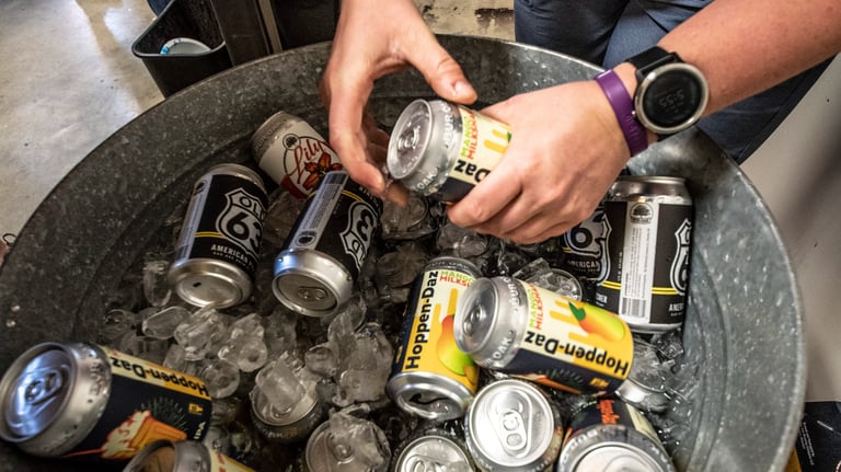 Large tin full of ice and beer