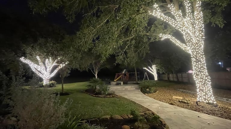 mini led Christmas Lights Tree Wrap installed in Julington Creek