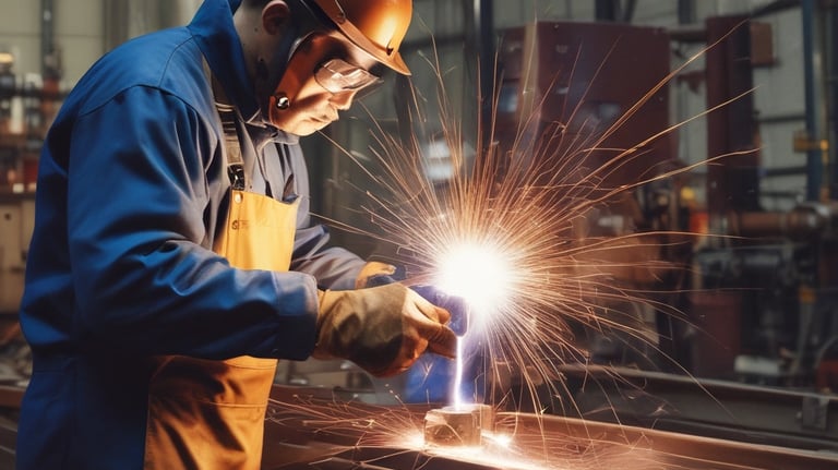 A technician performing maintenance on machinery.