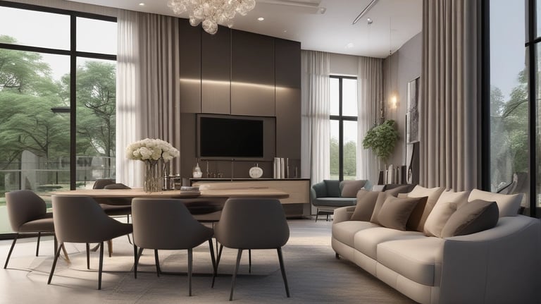 A construction or renovation site is visible, featuring metal scaffolding on a tiled floor. In the background, there's an open window allowing natural light to brighten the area. Cardboard boxes are placed on a surface, hinting at ongoing work. Electrical cables are scattered on the floor, and a cutout in the wall appears to be an unfinished part of the project.