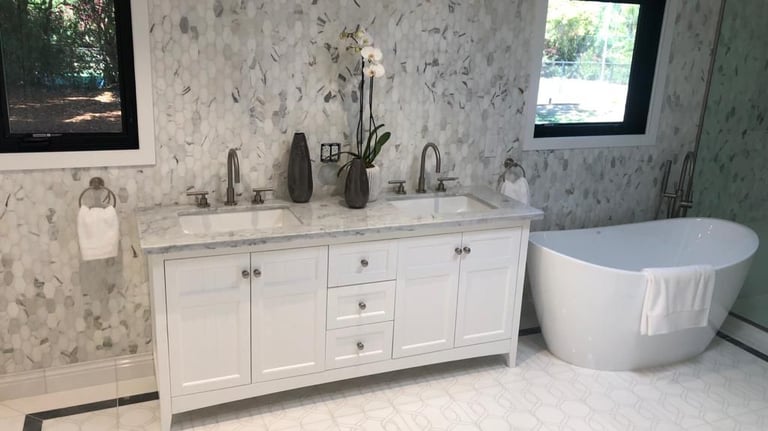 Completed Bay Area bathroom remodel by Asha Construction