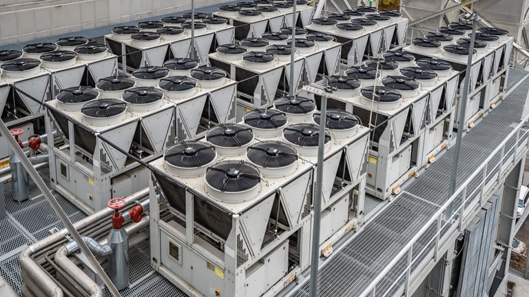 noisy cooling fans on a data centre 