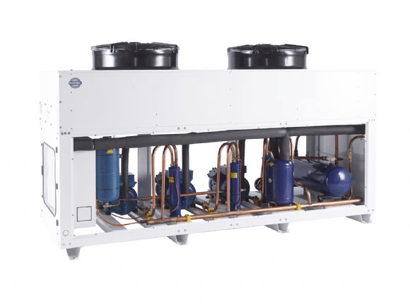 A shock chiller room with large blast cooling units