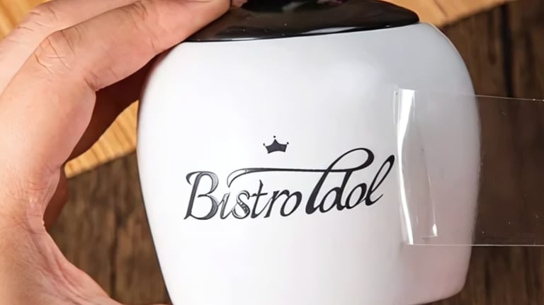 UV DTF stickers applied to a mug