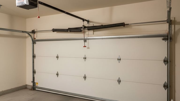 Photo of a broken garage door spring in Corpus Christi, Texas