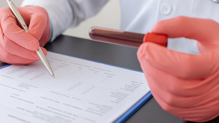 a doctor's hands holding a pen and writing on a paper