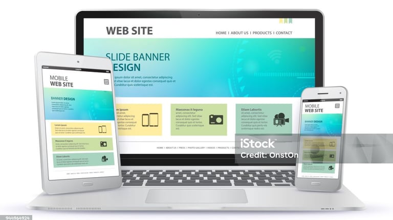 istock photo showing mocked up website
