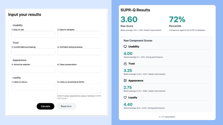 SUPRQ form and results example