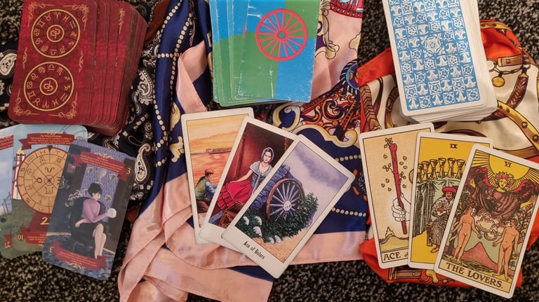 3 sets of tarot cards 