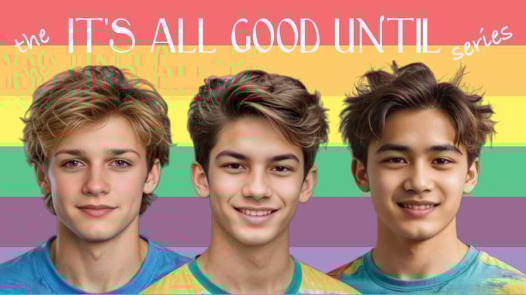 the trio of characters from my it's all good until series - Tay, Third, and Toby