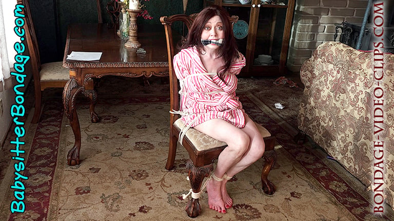 Mom Natasha Flade Tied to Chair Barefoot in Robe