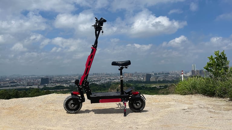 a scooter with a red and black scooter