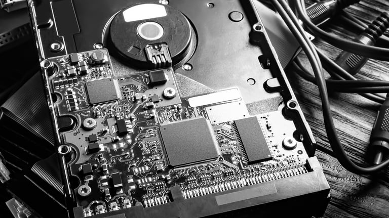 a computer motherboard with a hard drive