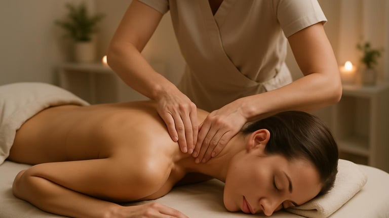 a woman getting a neck massage at Reka's Holistic Massage