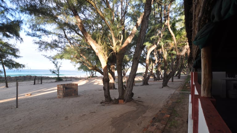 our accommodation right on the beach at Tofo beach, Praia Do Tofo, Mozambique