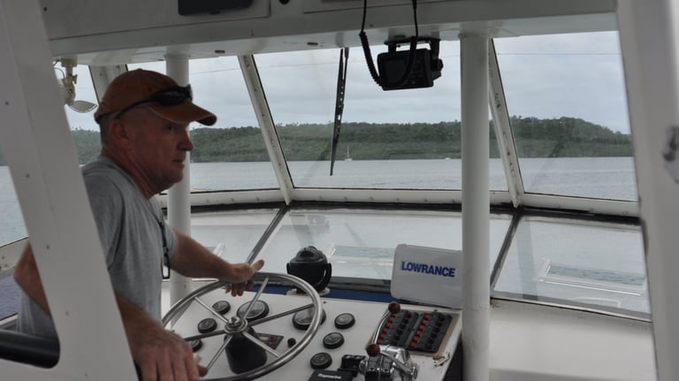 Andrew Jones on the Ashlee G at the Jetty at Neiafu, Vava'u, Kingdom of Tonga
