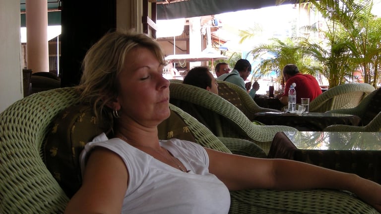 Tracey Billington in Pub Street, Siem Reap, Cambodia