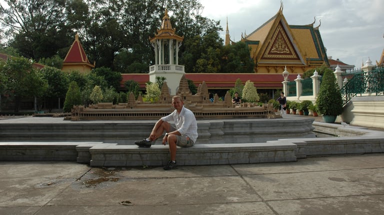 Nick Billington at the Royal Palace of Cambodia, Phnom Penh, Cambodia