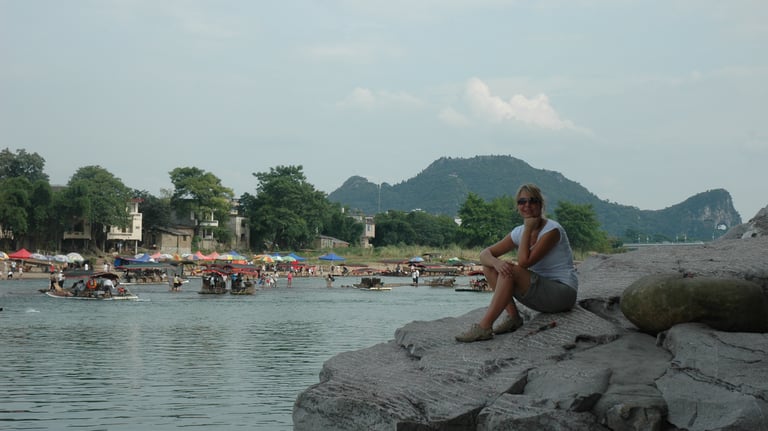 Tracey billington by the river in Guilin, China
