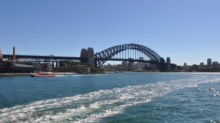 Sydney Harbour Bridge from the Manly ferry, Sydney, australia