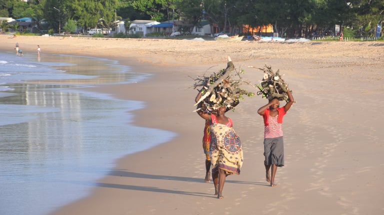 ladies and life at tofo Beach, Praia do Tofo, Mozambique